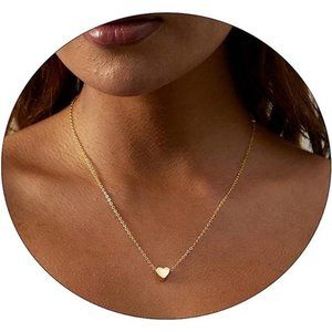 Tiny Heart Pendant Necklace 14k Gold Plated Dainty Love Chain Women AAAA Quality